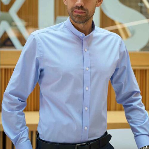 Brook Taverner Volterra Long Sleeve Grandad Collar Shirt Thumbnail