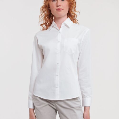 Ladies' Long Sleeve Classic Pure Cotton Poplin Shirt Thumbnail