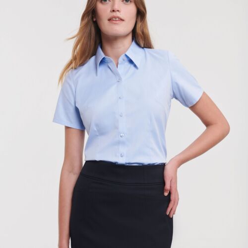 Ladies' Short Sleeve Tailored Herringbone Shirt Thumbnail