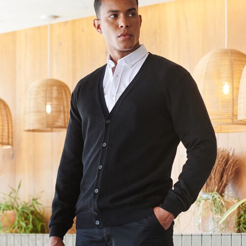 Henbury Lightweight Cotton Acrylic V Neck Cardigan Thumbnail