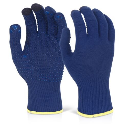 TOUCH SCREEN KNITTED GLOVE BLUE LGE Pk10 Thumbnail