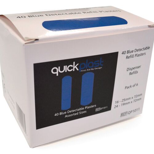 CLICK MEDICAL QUICKPLAST BLUE DETECTABLE PLASTERS Bx 6 Thumbnail