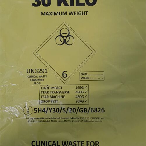 ADR CLINICAL WASTE BAGS 30KG YELLOW PK 100 Thumbnail