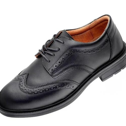 Warrior S3 black leather steel toe-cap/composite midsole safety brogue work shoe Thumbnail